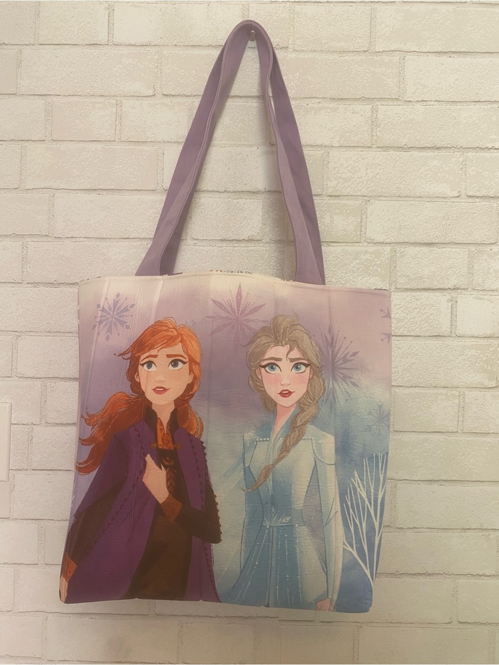 Upcycled Disney Purple Frozen Anna and Elsa Quilted Handmade Tote